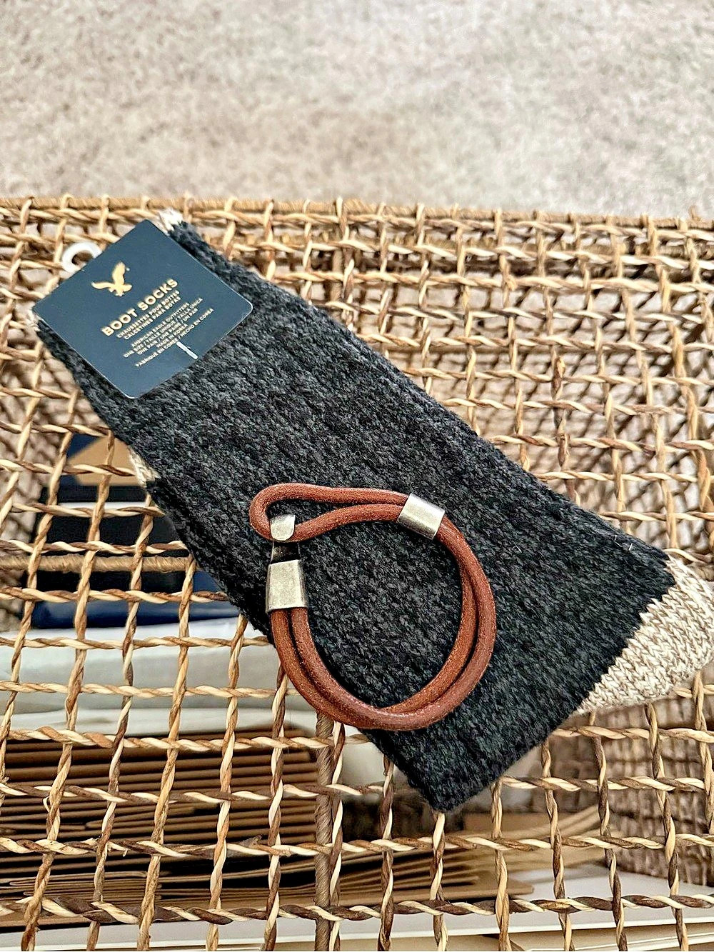 American Eagle Boot Socks with Leather-Style Cord NWT